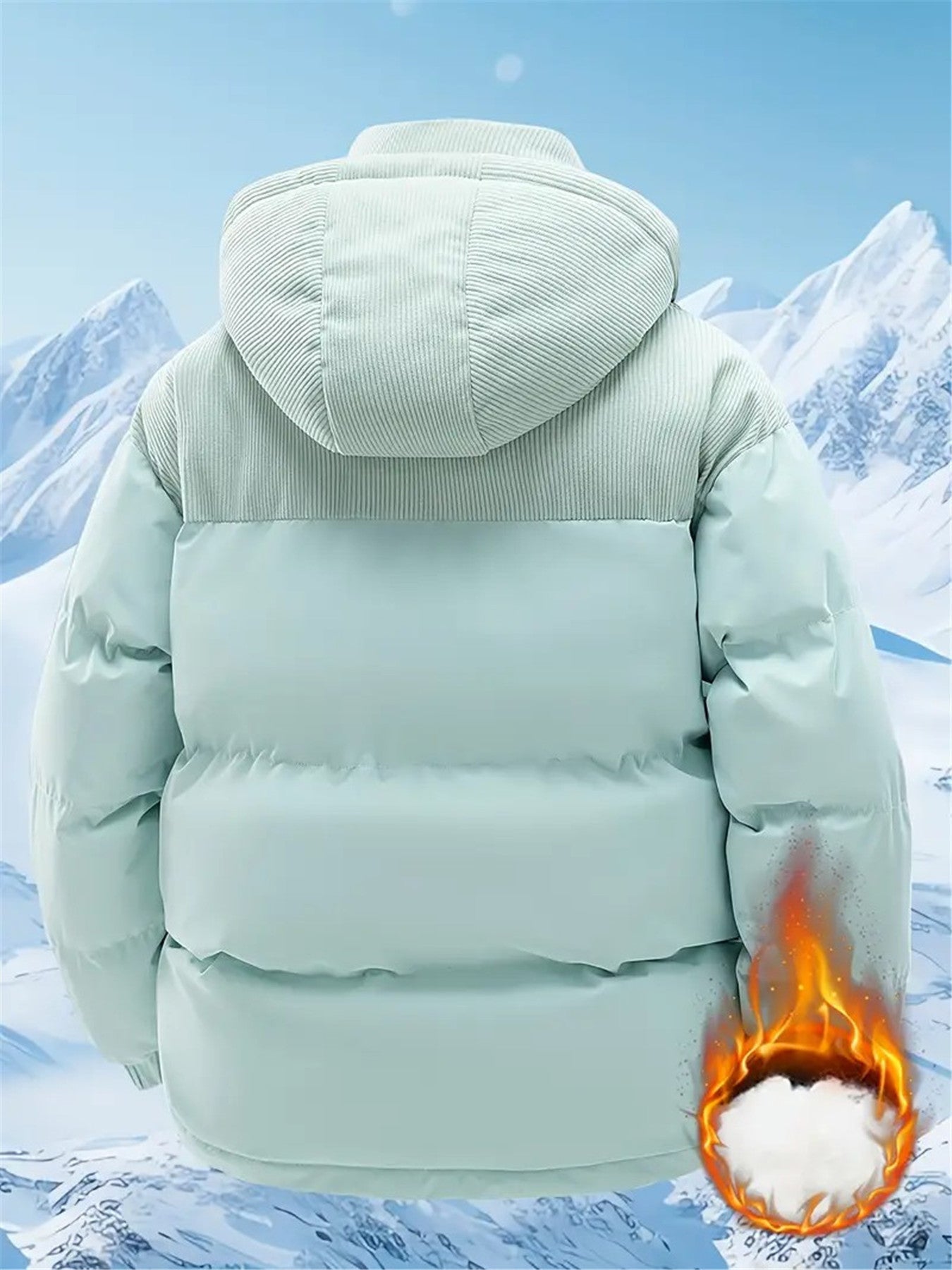 Veste Homme, Vintage Ample Coupe-Vent Chaude, Capuche Amovible, Automne et Hiver, 1 pièce