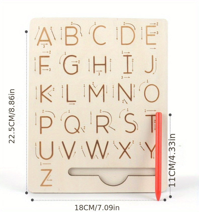 Jouets d'apprentissage Montessori Planche de traçage des lettres en bois - Jouets éducatifs