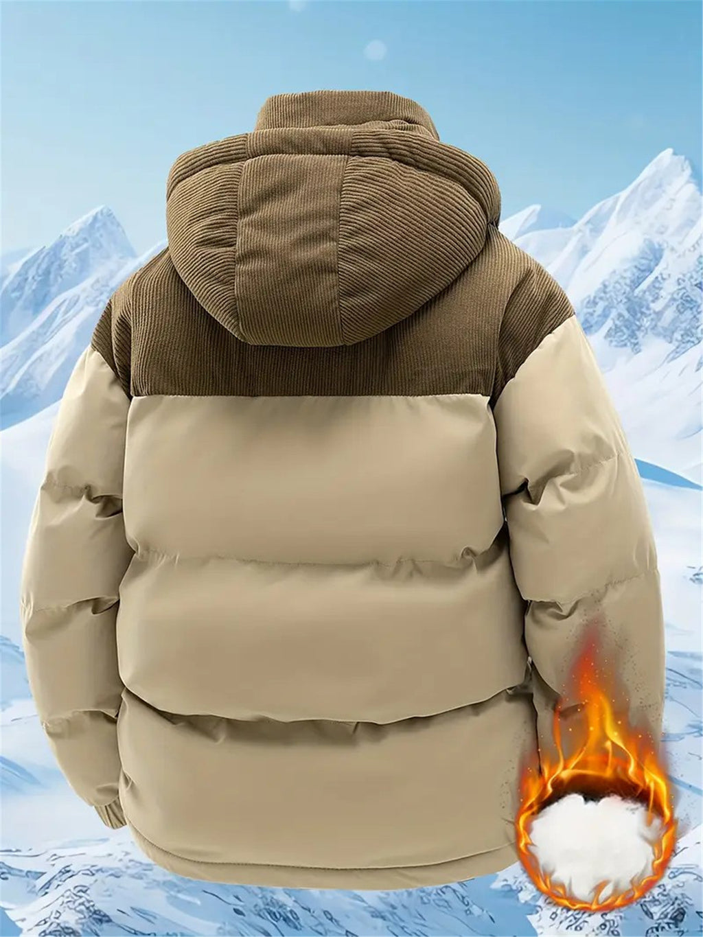 Veste Homme, Vintage Ample Coupe-Vent Chaude, Capuche Amovible, Automne et Hiver, 1 pièce