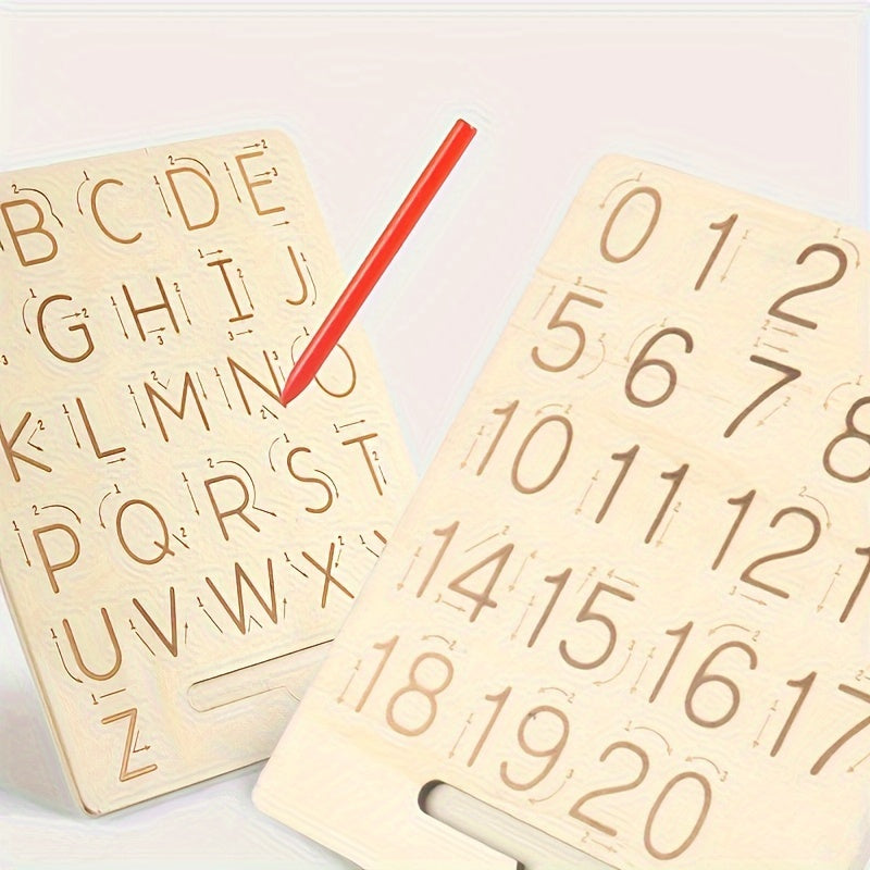 Jouets d'apprentissage Montessori Planche de traçage des lettres en bois - Jouets éducatifs