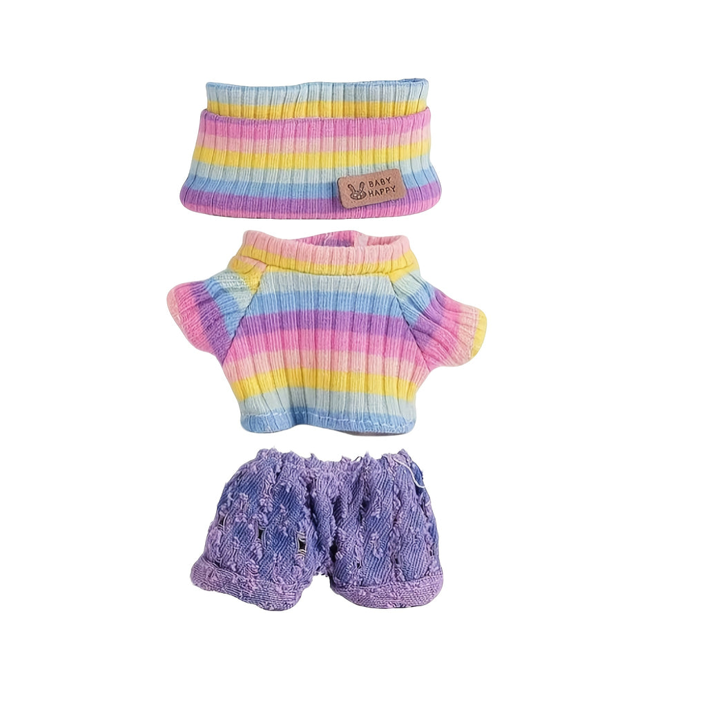 Labubu Fashion Outfit Set for Labubu - 3pcs Hand-Knitted Cute Clothes, Bag & Hat Accessories, DIY Fun Costume Gift for Daughter's Birthday or Anniversary