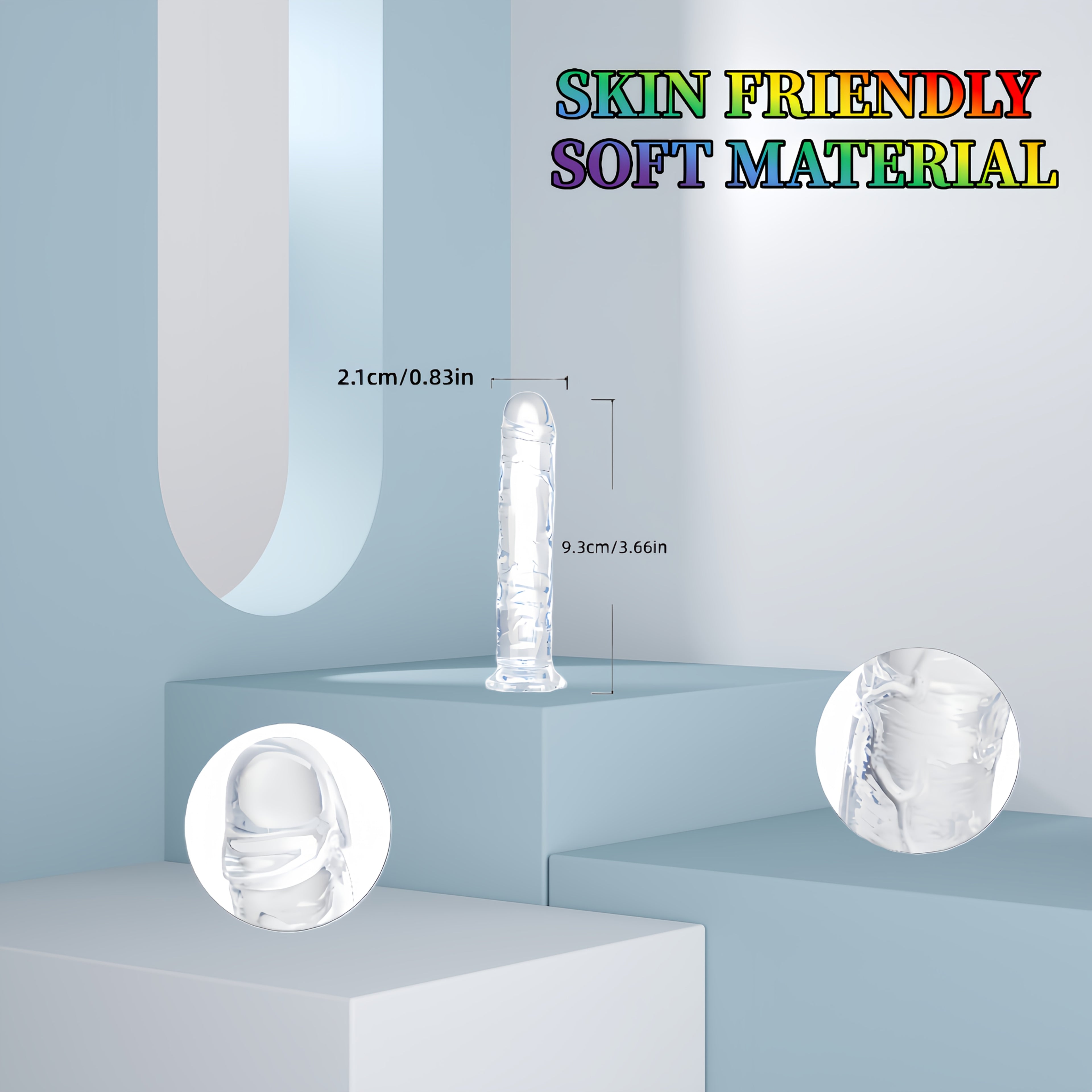 Large SizeTransparent Jelly Realistic Dildo (5 models available) featuring a strong, non-slip suction cup and clear textures for friction, with multi functional use as a G spot masturbator and anal dilator also suitable as an