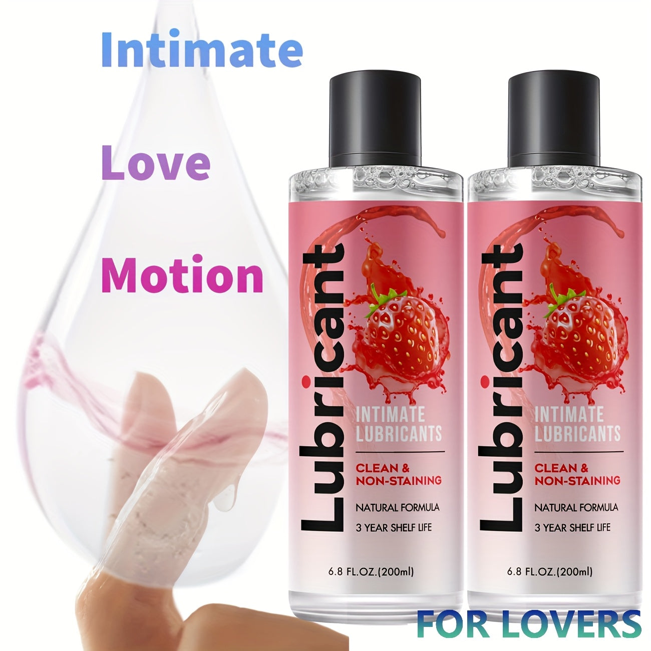 Strawberry Flavor Lubricant 200ml 6.8oz Strawberry Flavor Water Based Lubricant Long Lasting Water Based Lubricant for Male And Female Couples - Gentle, Non Stick, Clean, Stainless, Strawberry Scented Natural Formula. Suitabl