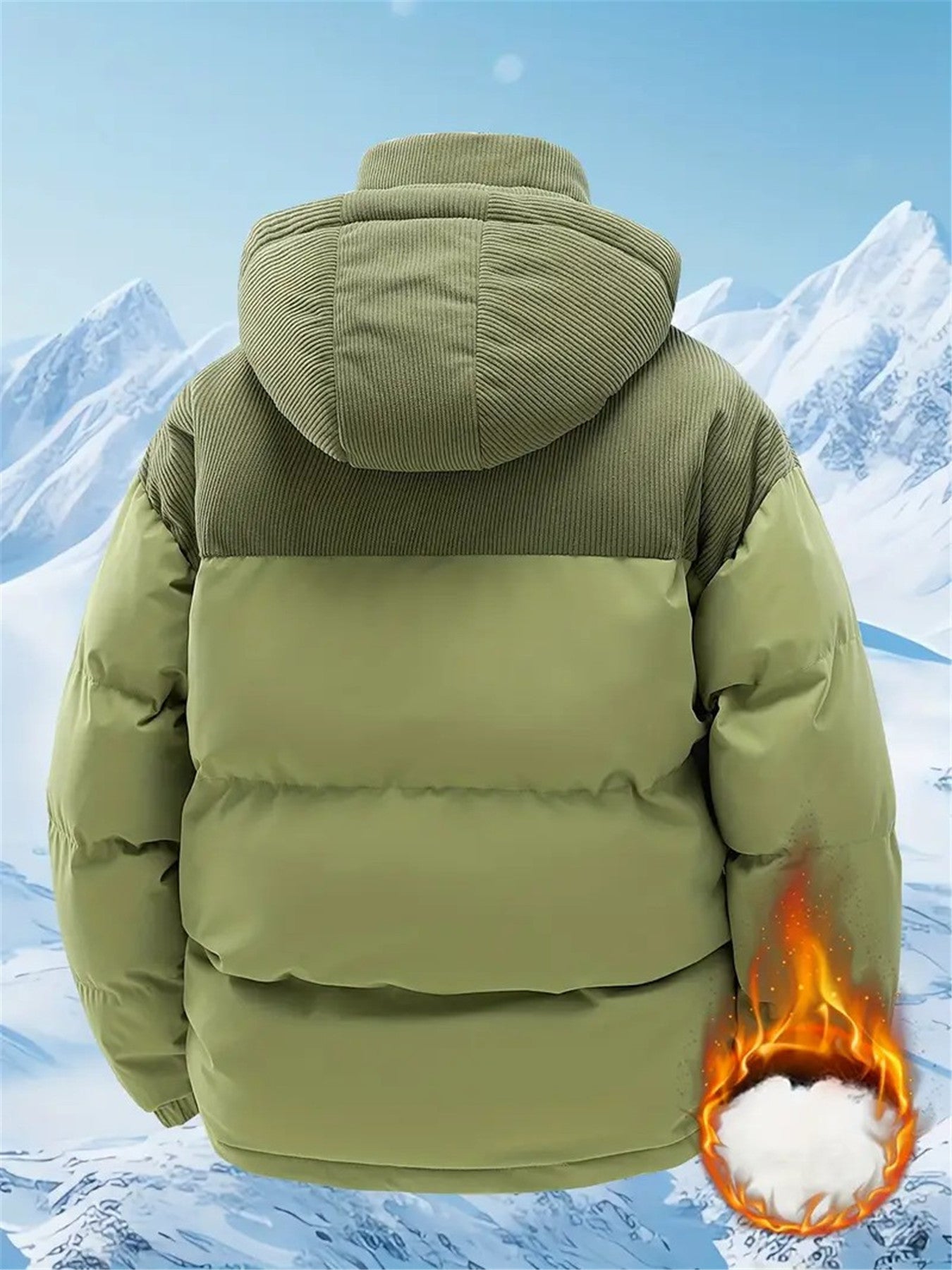 Veste Homme, Vintage Ample Coupe-Vent Chaude, Capuche Amovible, Automne et Hiver, 1 pièce