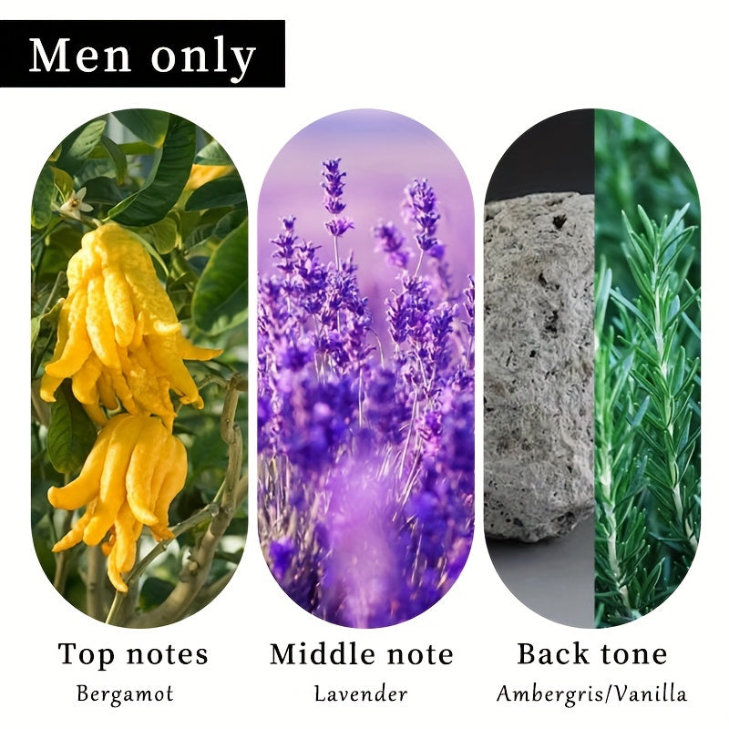 Lansiyi Men's Solid Perfume Balm - 0.176oz, Refreshing & Long-Lasting Scent with Coconut Lubricant, Bergamot & Lavender, Beverage-Free