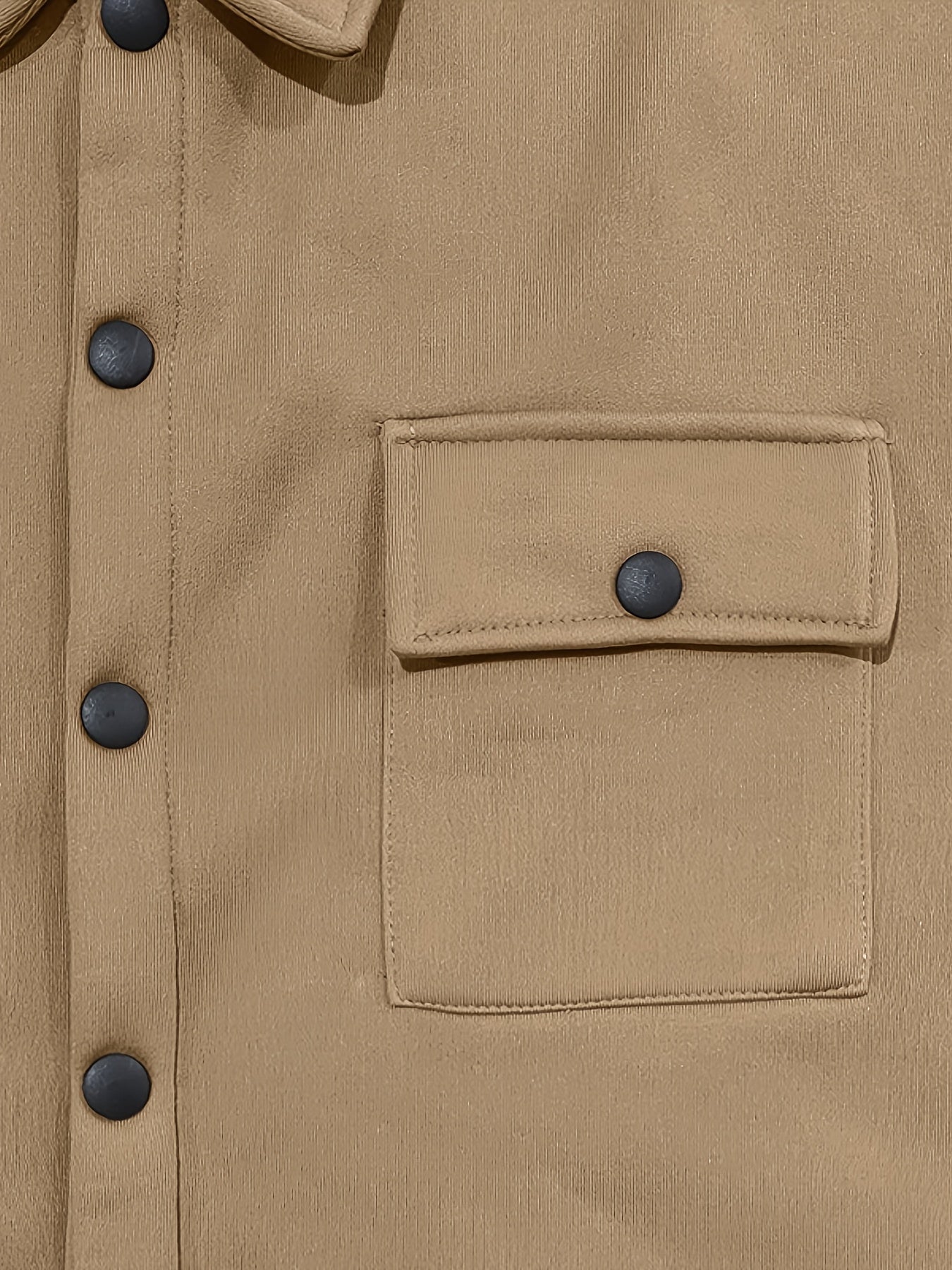 Veste en polaire vintage pour hommes | Chemise décontractée à manches longues avec poches, manteau de style rétro pour l'automne et l'hiver, col boutonné, coupe ample pour superposition ou porter seule, couleur unie, tissu non extensible, col à revers