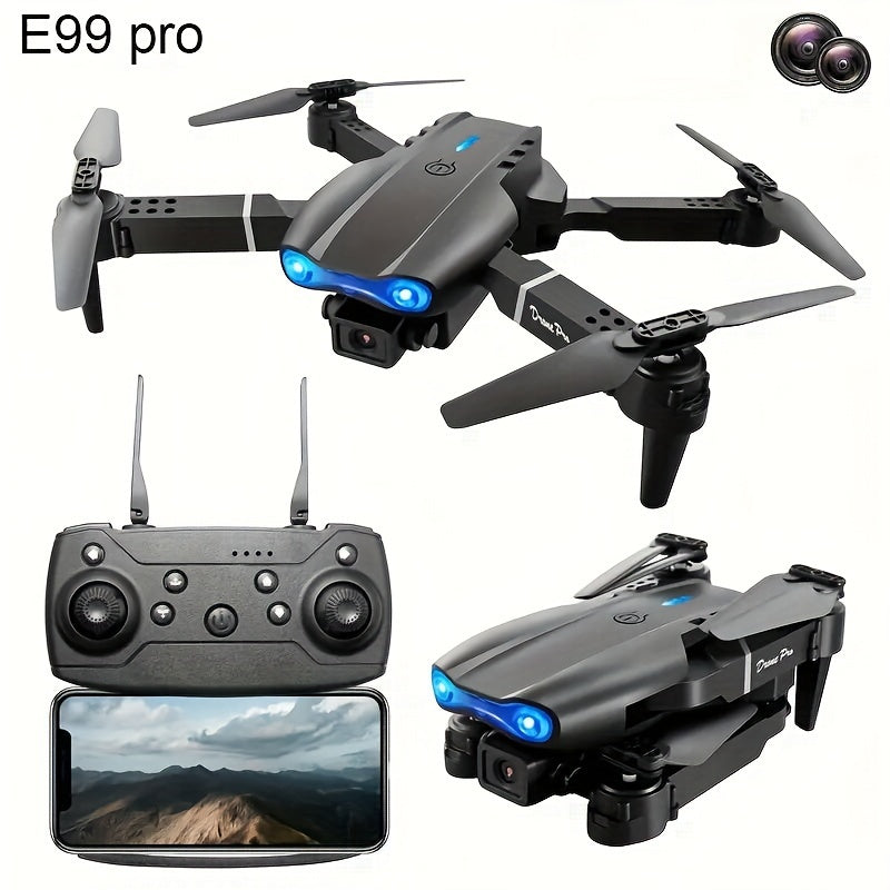 Drone E99pro avec caméra SD, décollage et atterrissage en un clic, maintien d'altitude, figure à 360° en un clic, drone à quatre axes, jouet UAV télécommandé pliable pour débutants, cadeau de vacances