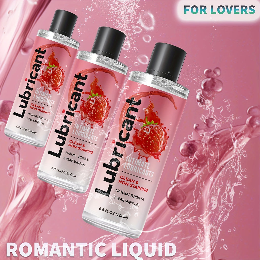 Strawberry Flavor Lubricant 200ml 6.8oz Strawberry Flavor Water Based Lubricant Long Lasting Water Based Lubricant for Male And Female Couples - Gentle, Non Stick, Clean, Stainless, Strawberry Scented Natural Formula. Suitabl