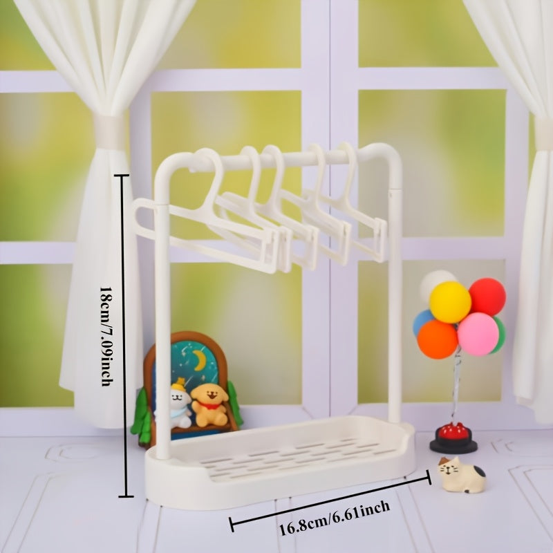 Porte-vêtements Labubu, 1 étagère + 10 cintres, Support d'exposition de vêtements pour poupées, Crochet pour vêtements de poupée, Armoire de rangement pour petites chaussures de poupée