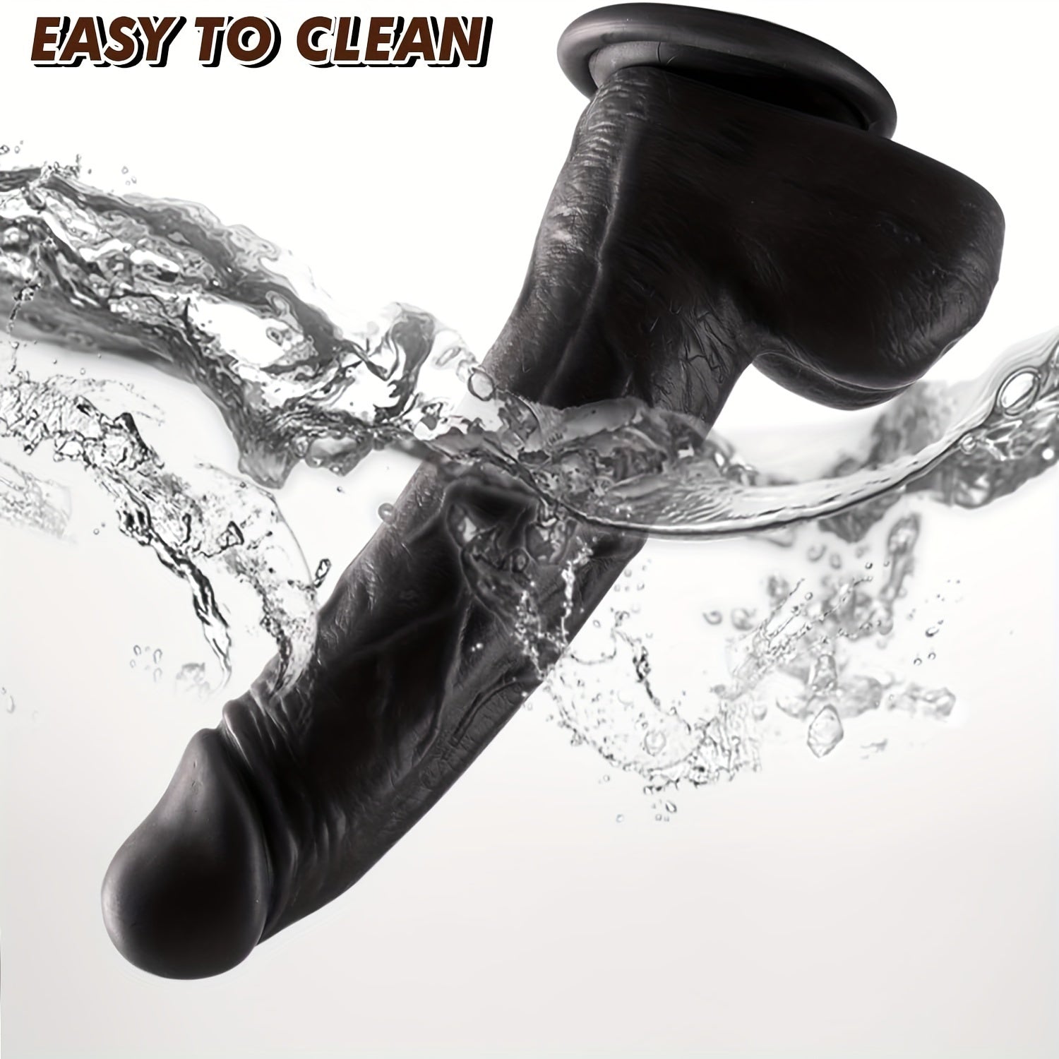 Perfect Insertable Length: StrongSyction Cup - Hand-Free Play Anywhere You Want - 8.3 Inch Black Rubber Dildo - Non-Latex, Waterproof, No Battery Required