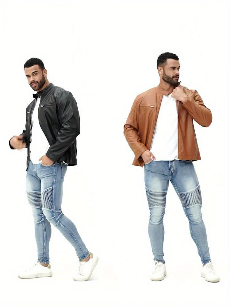 Nouvelle veste d'automne et d'hiver pour hommes, manteau pour hommes, vêtement de moto européen et américain, manteau d'hiver coupe-vent à col montant pour hommes