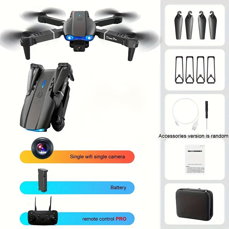 Drone E99pro avec caméra SD, décollage et atterrissage en un clic, maintien d'altitude, figure à 360° en un clic, drone à quatre axes, jouet UAV télécommandé pliable pour débutants, cadeau de vacances