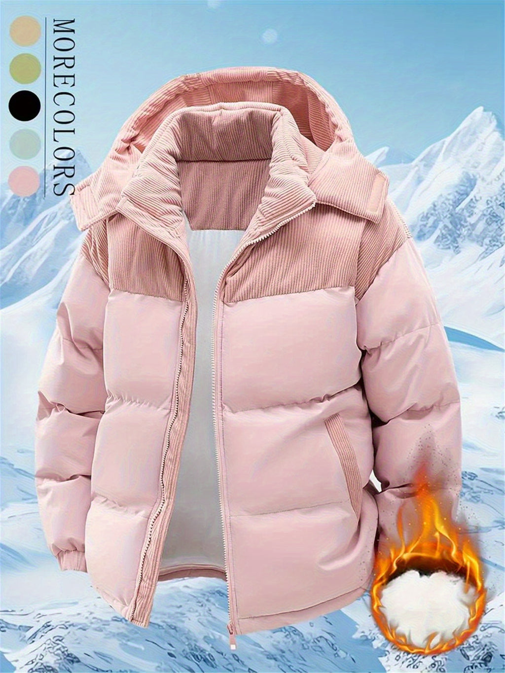 Veste Homme, Vintage Ample Coupe-Vent Chaude, Capuche Amovible, Automne et Hiver, 1 pièce