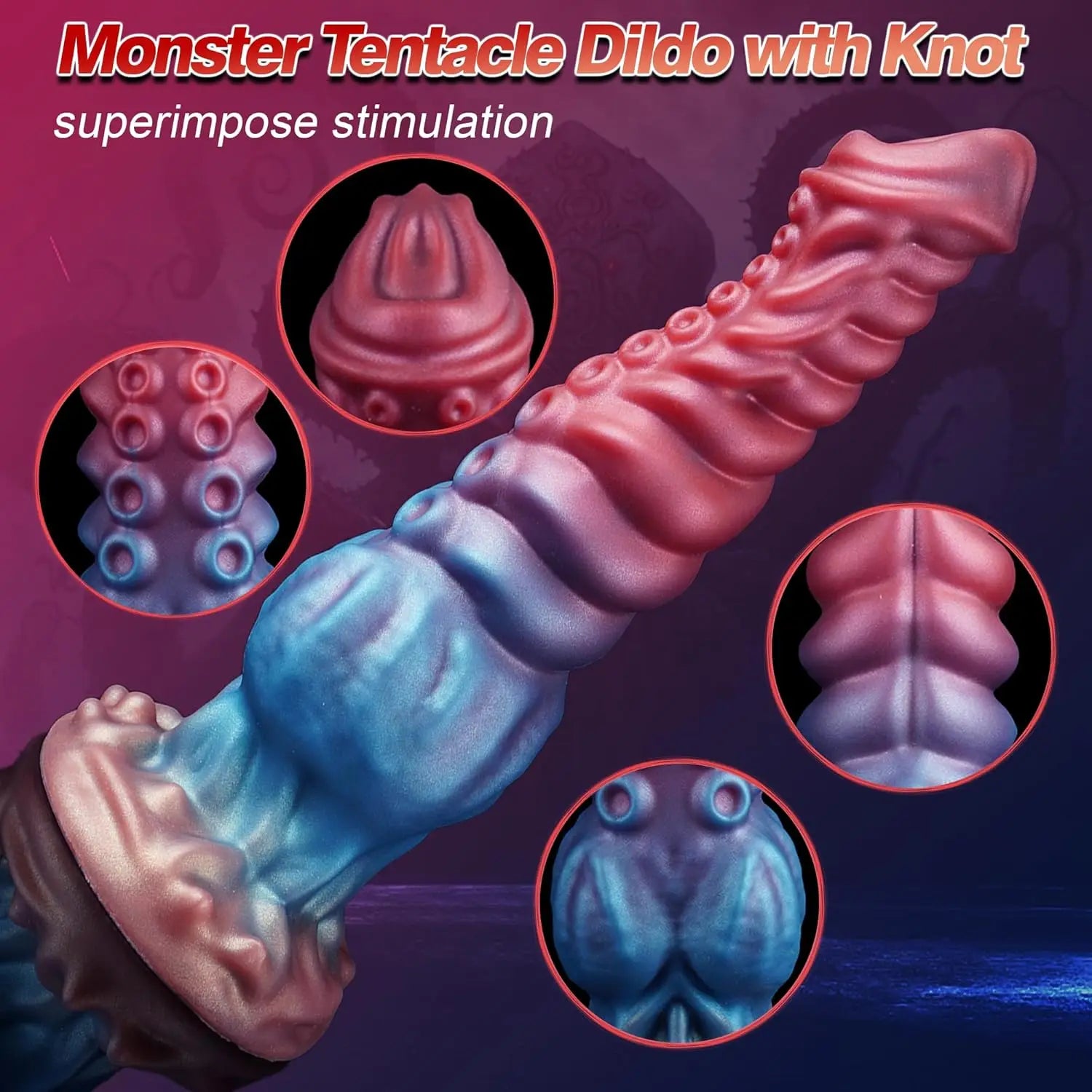 Fantasy Monster Alien Tentacle Dildo Huge Knot Dildo with Suction Cup Huge Silicone Anal Plug G-spot for Women Christmas Gift