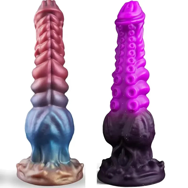 Fantasy Monster Alien Tentacle Dildo Huge Knot Dildo with Suction Cup Huge Silicone Anal Plug G-spot for Women Christmas Gift