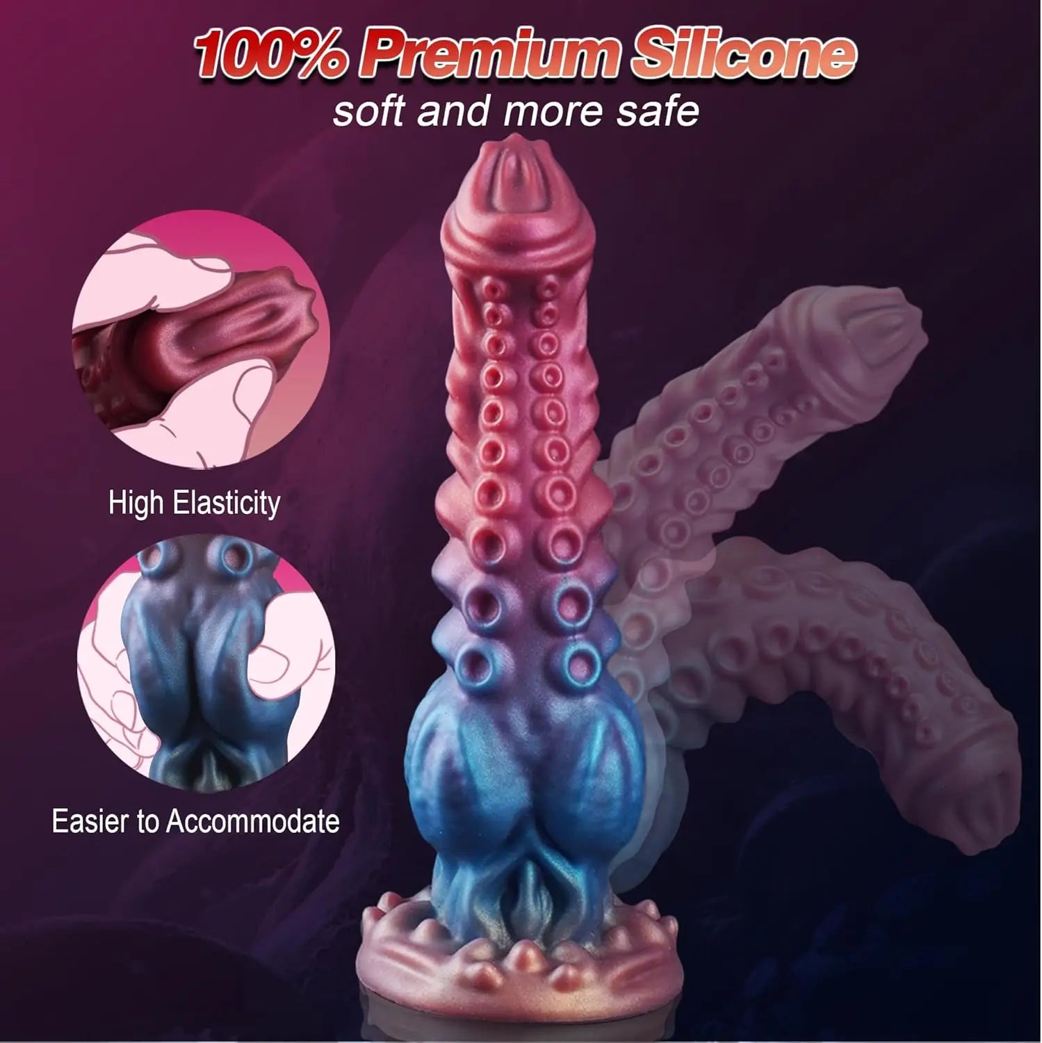 Fantasy Monster Alien Tentacle Dildo Huge Knot Dildo with Suction Cup Huge Silicone Anal Plug G-spot for Women Christmas Gift