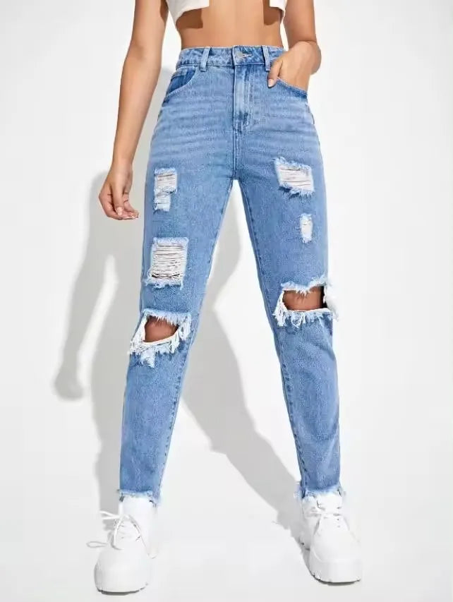 Nouveaux jeans féminins à la mode, jeans de haute qualité, pantalons en denim unis européens et américains, OEM