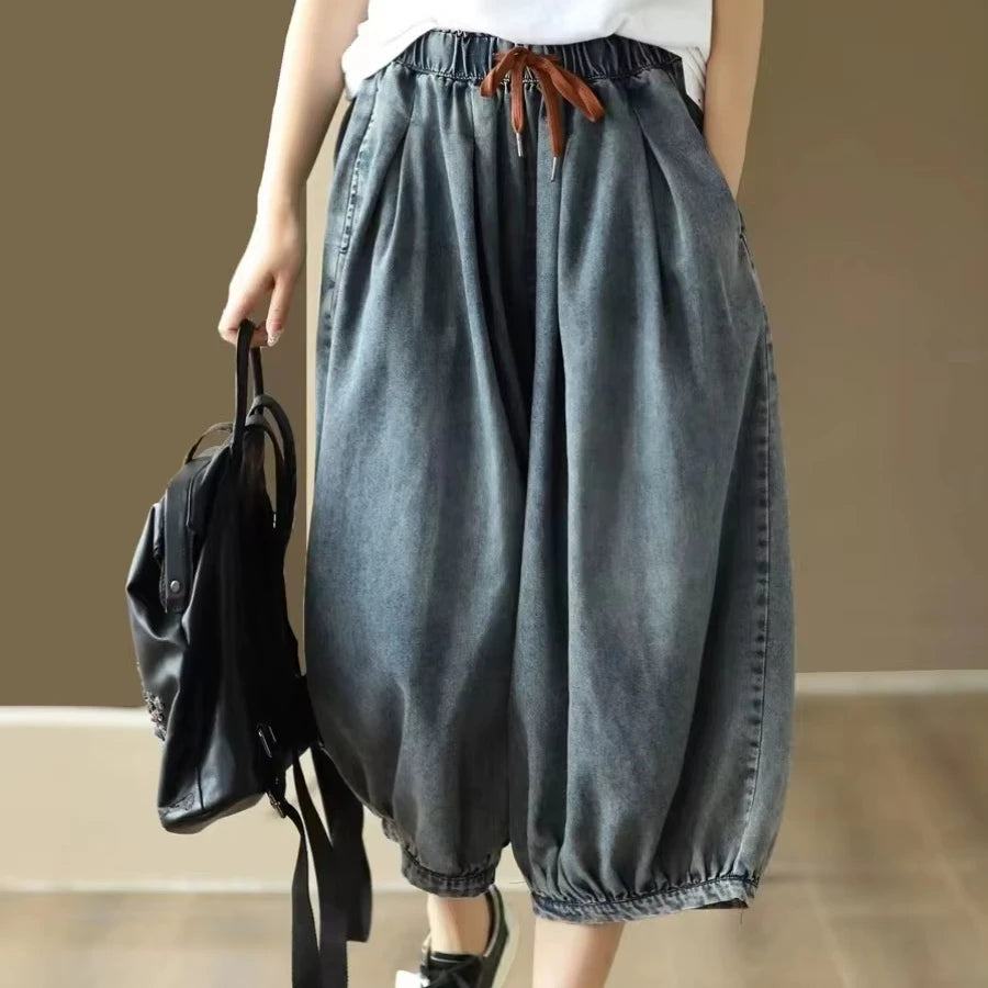 Jeans décontractés pour femmes polyvalents, taille haute, jambe large et ample, nouvelle collection été 2025 en gros pour boutique