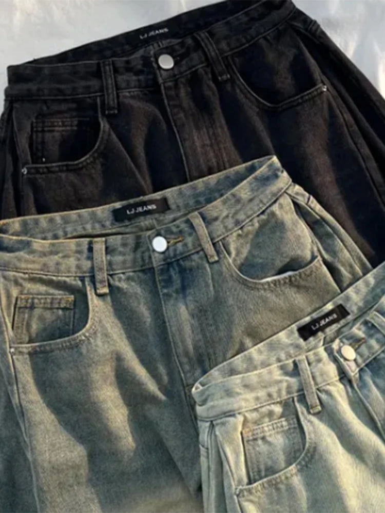 Boutique Vente en Gros 2024 Automne Jeans Femme Taille Haute Personnalisé Design Polyvalent Pantalon Large