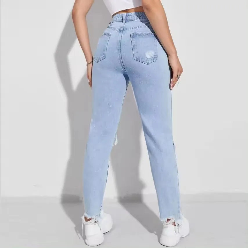 Nouveaux jeans féminins à la mode, jeans de haute qualité, pantalons en denim unis européens et américains, OEM