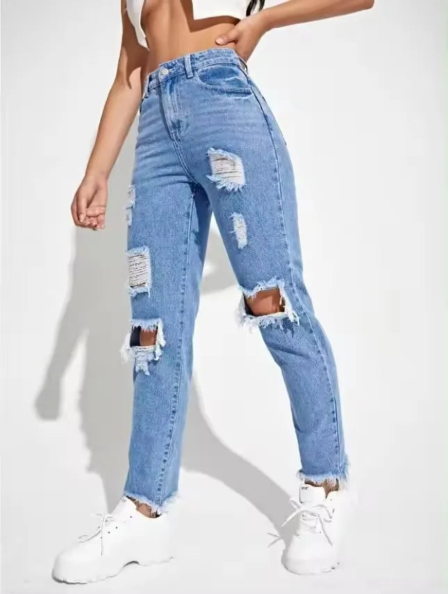 Nouveaux jeans féminins à la mode, jeans de haute qualité, pantalons en denim unis européens et américains, OEM