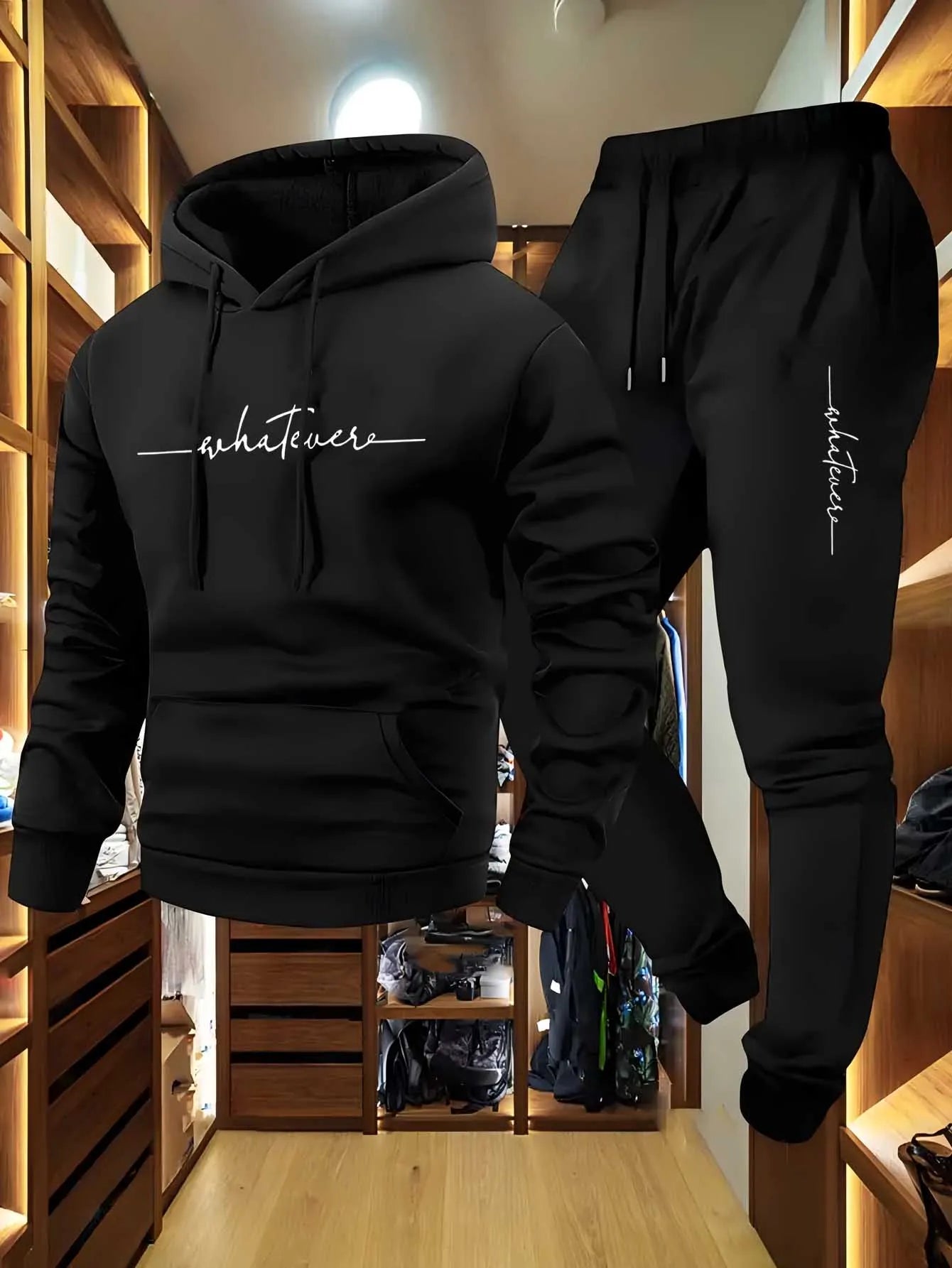 Homme-chemise de sport à capuche imprimée sport et décontractée de nouveau style-ensemble deux pièces tenue de sport