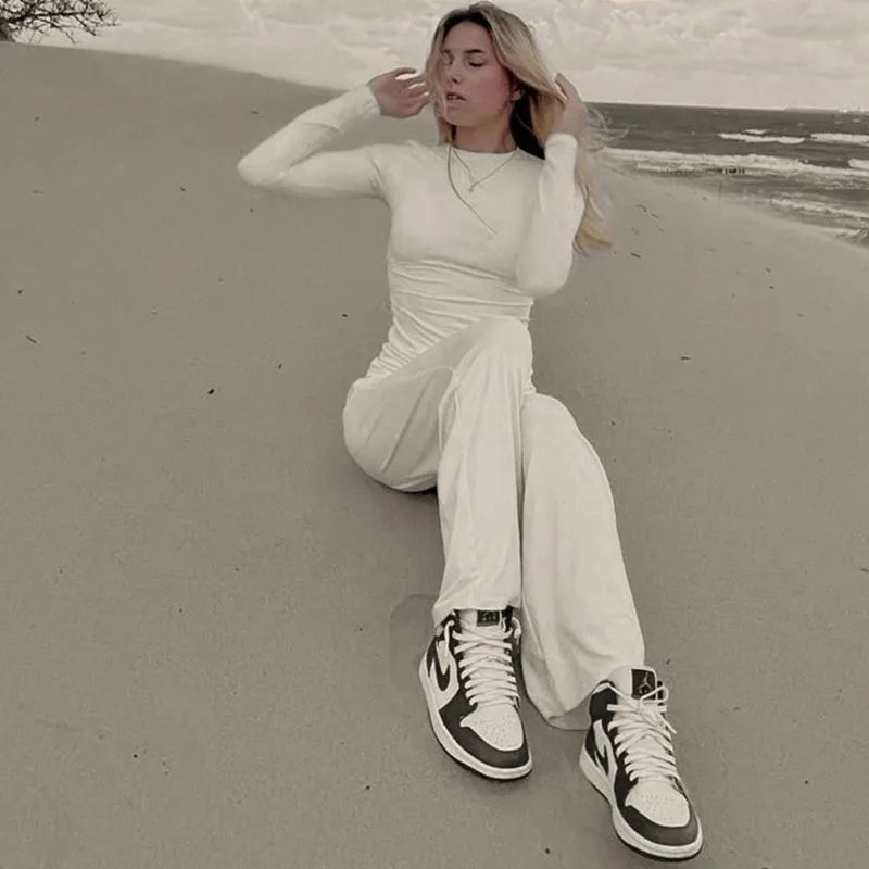 Casual Basic Trousers Set Top Fashion Sports