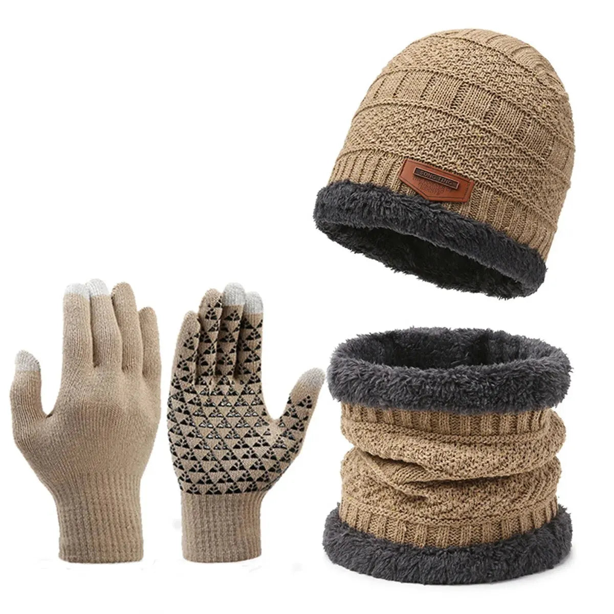 Chapeau coupe-vent en cachemire pour homme, écharpe d'extérieur, gants, encolure en trois pièces, chapeau isolé, site officiel 107, hiver