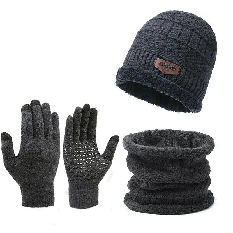 Chapeau coupe-vent en cachemire pour homme, écharpe d'extérieur, gants, encolure en trois pièces, chapeau isolé, site officiel 107, hiver