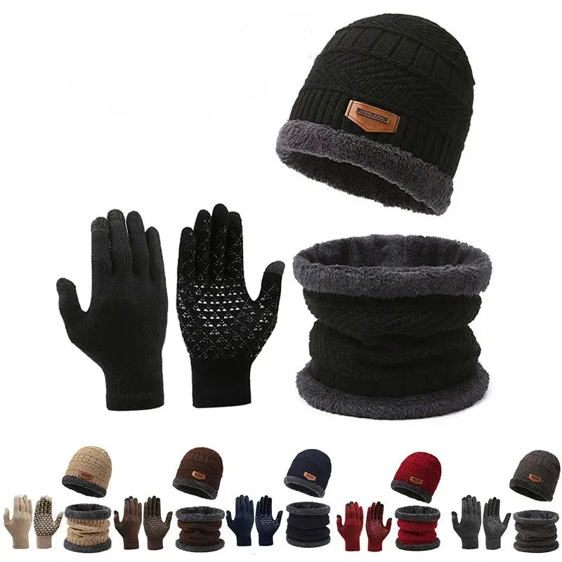 Chapeau coupe-vent en cachemire pour homme, écharpe d'extérieur, gants, encolure en trois pièces, chapeau isolé, site officiel 107, hiver