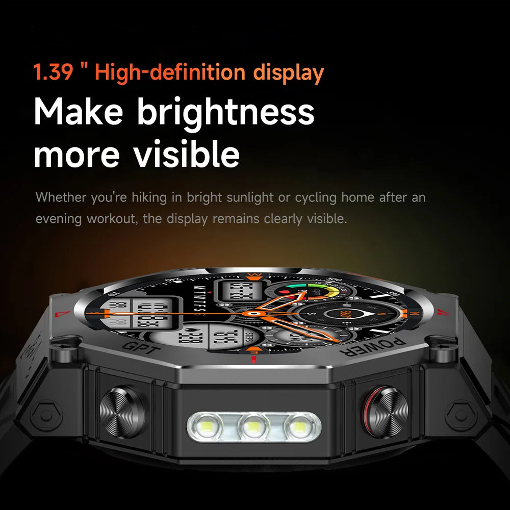 2025 pour HUAIWE militaire extérieur GPS sport montre intelligente hommes 1.39 "5ATM étanche 530mAh ChatGPT AI Assistant boussole Smartwatch