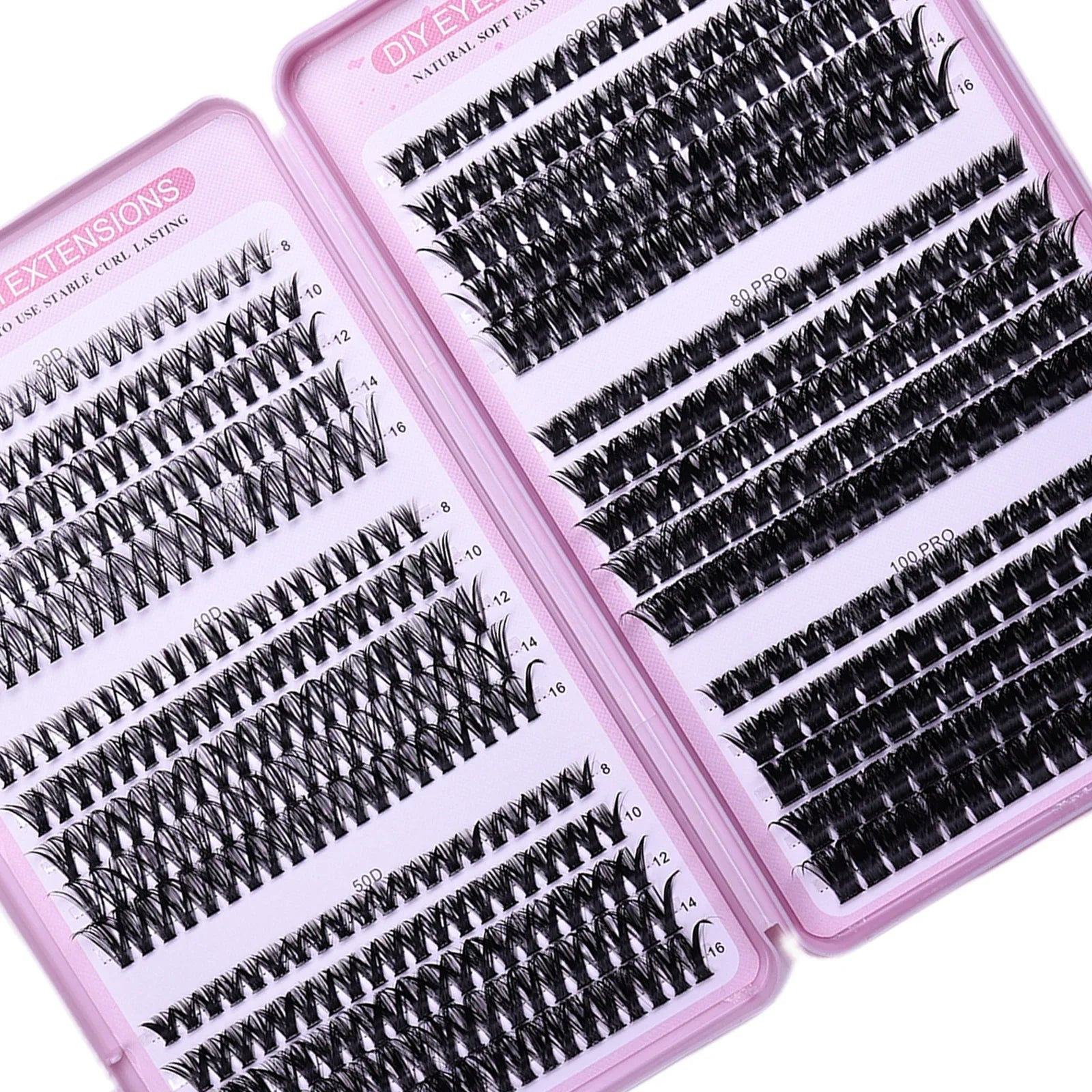 30 rangées de grappes de cils individuelles bricolage livre d'extensions de cils, grappes de cils D Curl Extension de cils pour une utilisation à la maison