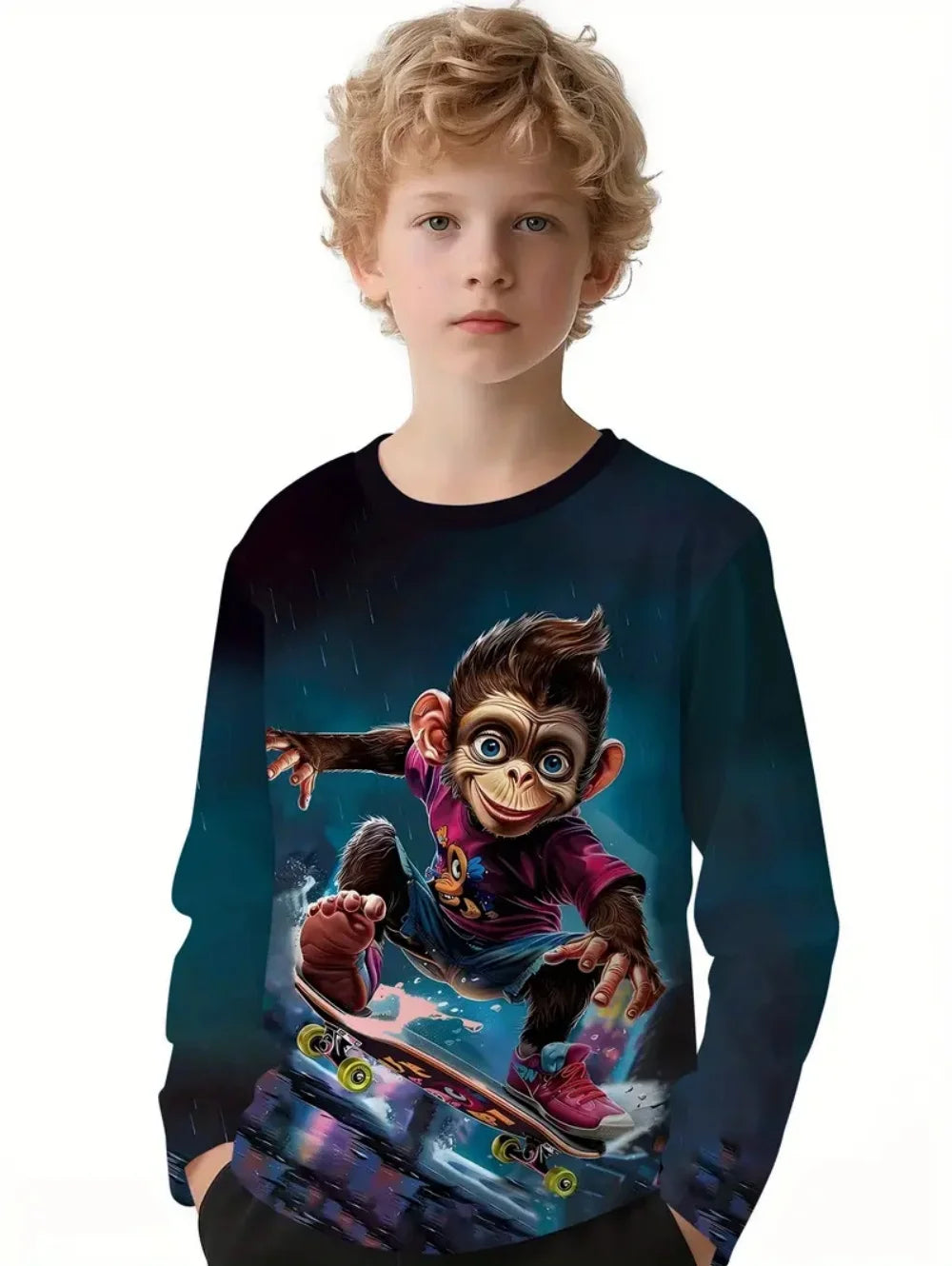 Vêtements pour enfants T-Shirts pour garçons à manches courtes mignon garçon enfant t-shirt haut 3D singe imprimé drôle décontracté enfants vêtements d'été