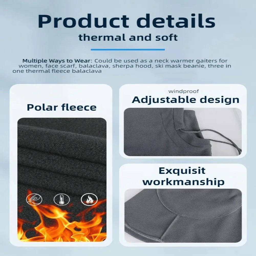 Cagoule chauffe-cou en polaire d'hiver, capuche à cordon réglable, masque de Ski unisexe léger et doux pour le cyclisme et les Sports de plein air, 1 pièce