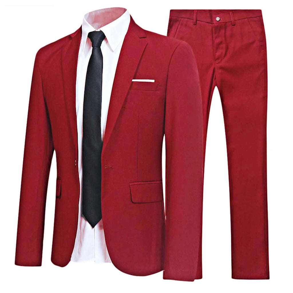 Uniforme formel imbibé de gentleman pour hommes, veste blazer à revers à manches longues avec pantalon, tenues de fête de mariage d'affaires, réunions de bureau, 2 pièces