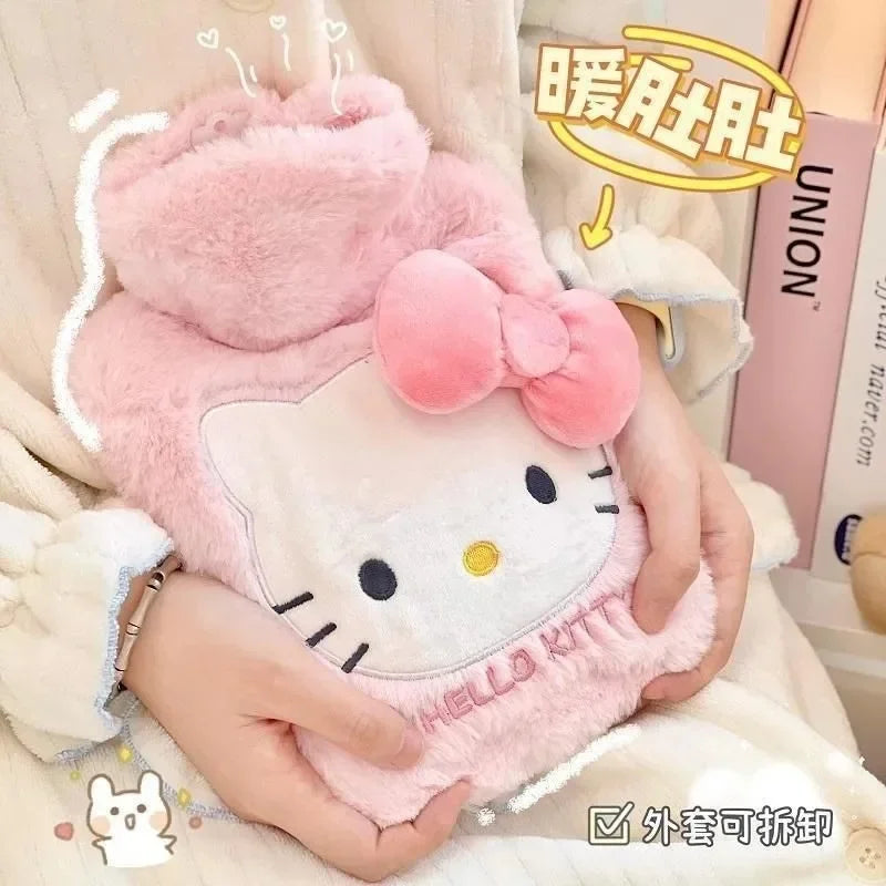 Hello Kitty Kuromi peluche Portable mignon dessin animé bouteille d'eau chaude chaud hiver Anime chaleur sac d'eau bonnes choses pour dortoir fille cadeau