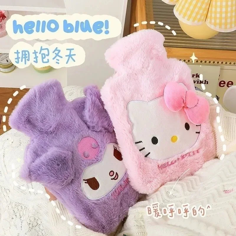 Hello Kitty Kuromi peluche Portable mignon dessin animé bouteille d'eau chaude chaud hiver Anime chaleur sac d'eau bonnes choses pour dortoir fille cadeau