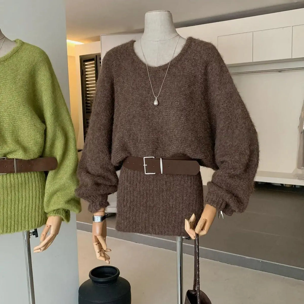 Femmes tricot pull pull manches chauve-souris Sexy longs tricots hanche jupe pull avec ceintures Vintage automne hiver tricoté pulls
