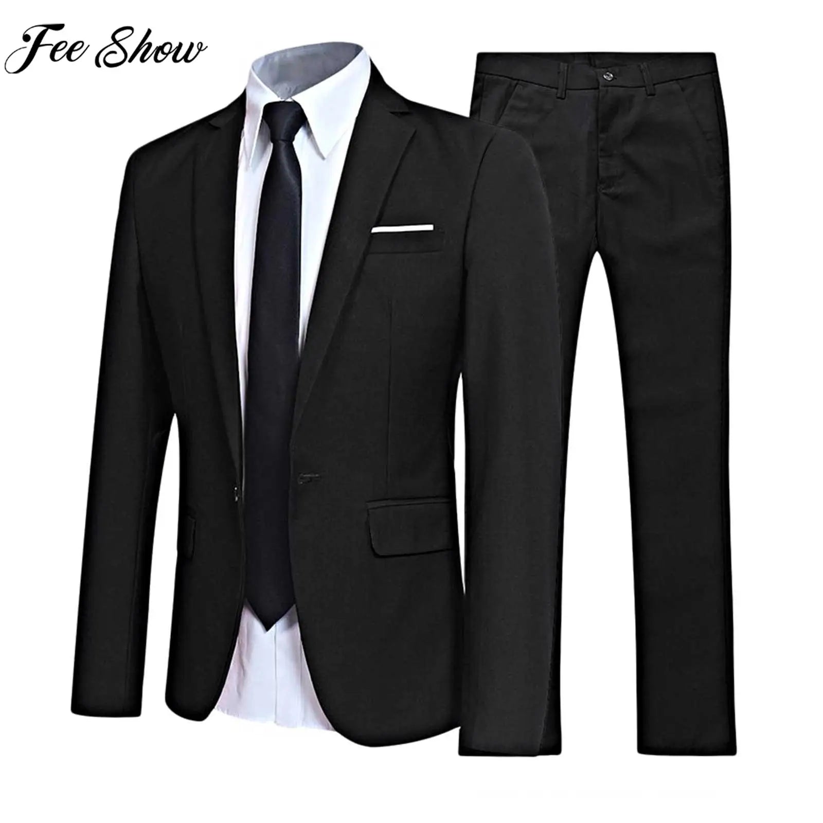 Uniforme formel imbibé de gentleman pour hommes, veste blazer à revers à manches longues avec pantalon, tenues de fête de mariage d'affaires, réunions de bureau, 2 pièces