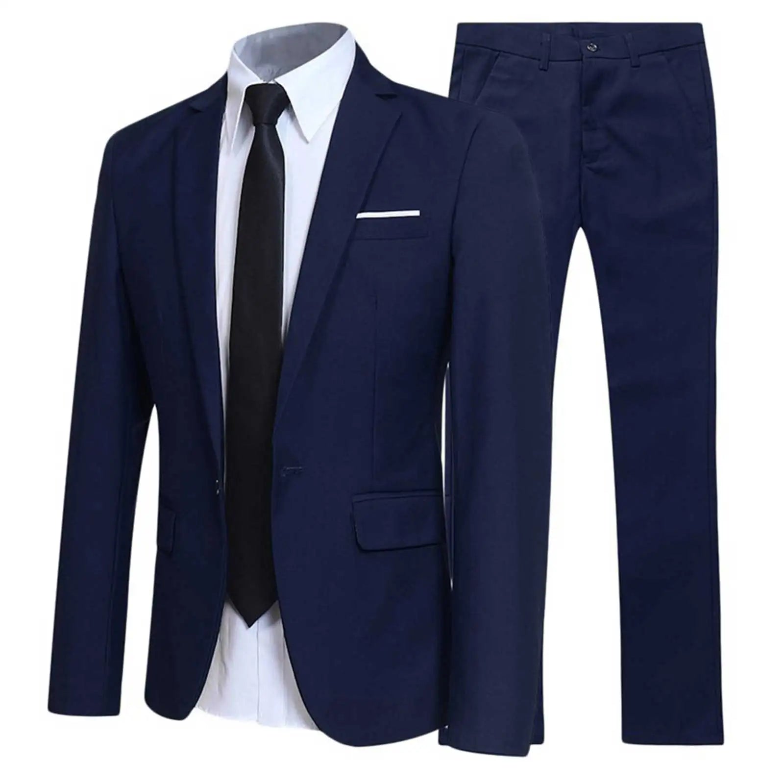Uniforme formel imbibé de gentleman pour hommes, veste blazer à revers à manches longues avec pantalon, tenues de fête de mariage d'affaires, réunions de bureau, 2 pièces