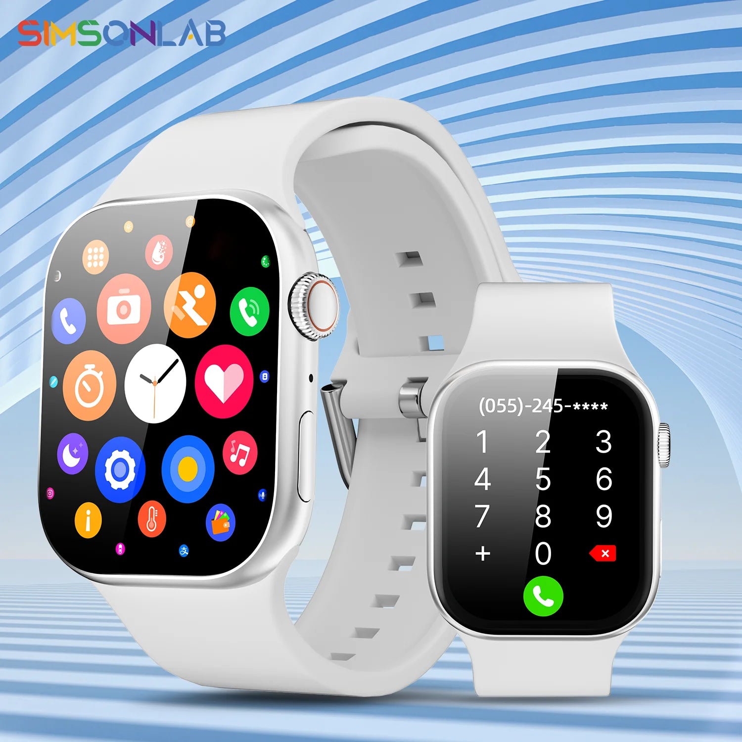 SIMSONLAB nouvelle montre intelligente Bluetooth appel musique caméra contrôle surveillance de la fréquence cardiaque Modes multisports pour hommes femmes Android IOS