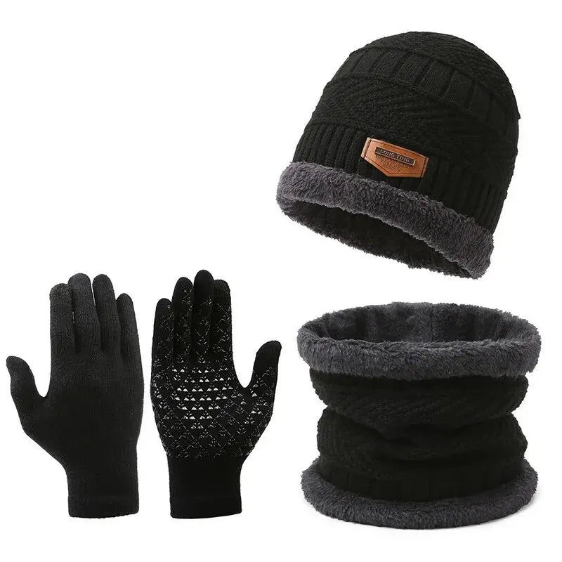 Chapeau coupe-vent en cachemire pour homme, écharpe d'extérieur, gants, encolure en trois pièces, chapeau isolé, site officiel 107, hiver