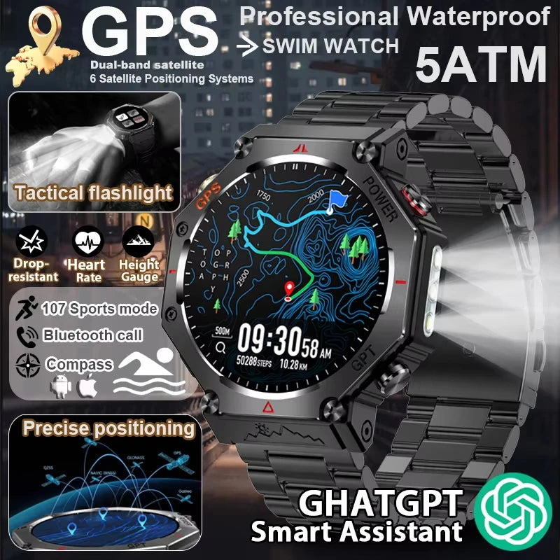 2025 pour HUAIWE militaire extérieur GPS sport montre intelligente hommes 1.39 "5ATM étanche 530mAh ChatGPT AI Assistant boussole Smartwatch