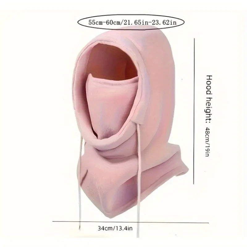 Cagoule chauffe-cou en polaire d'hiver, capuche à cordon réglable, masque de Ski unisexe léger et doux pour le cyclisme et les Sports de plein air, 1 pièce