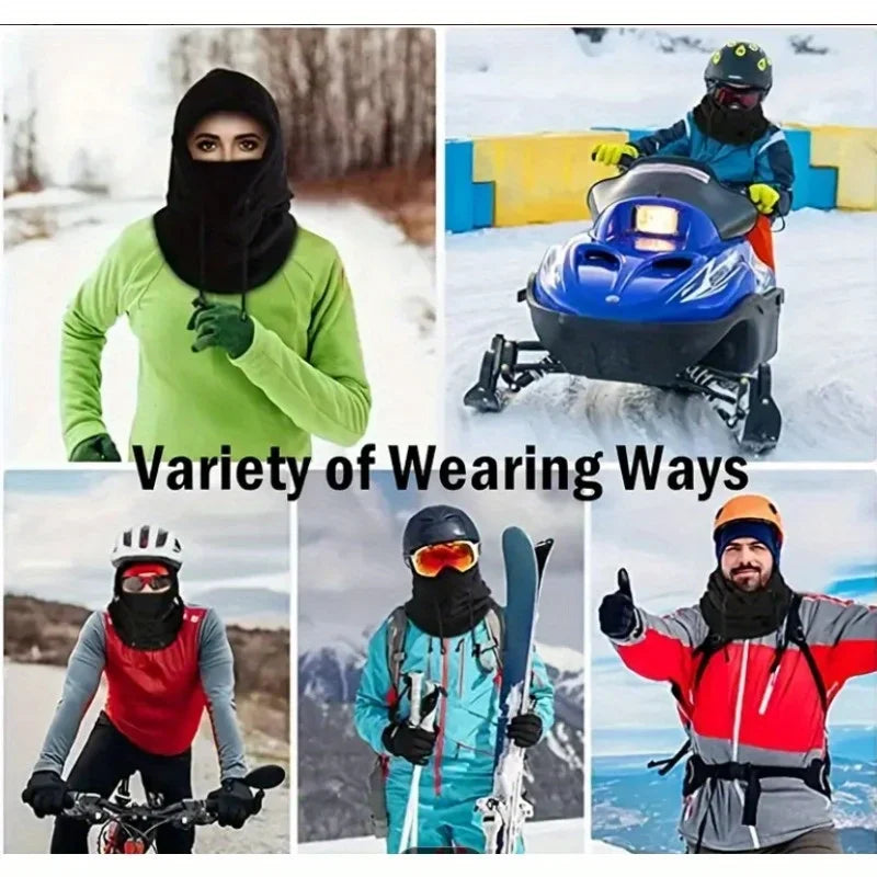 Cagoule chauffe-cou en polaire d'hiver, capuche à cordon réglable, masque de Ski unisexe léger et doux pour le cyclisme et les Sports de plein air, 1 pièce