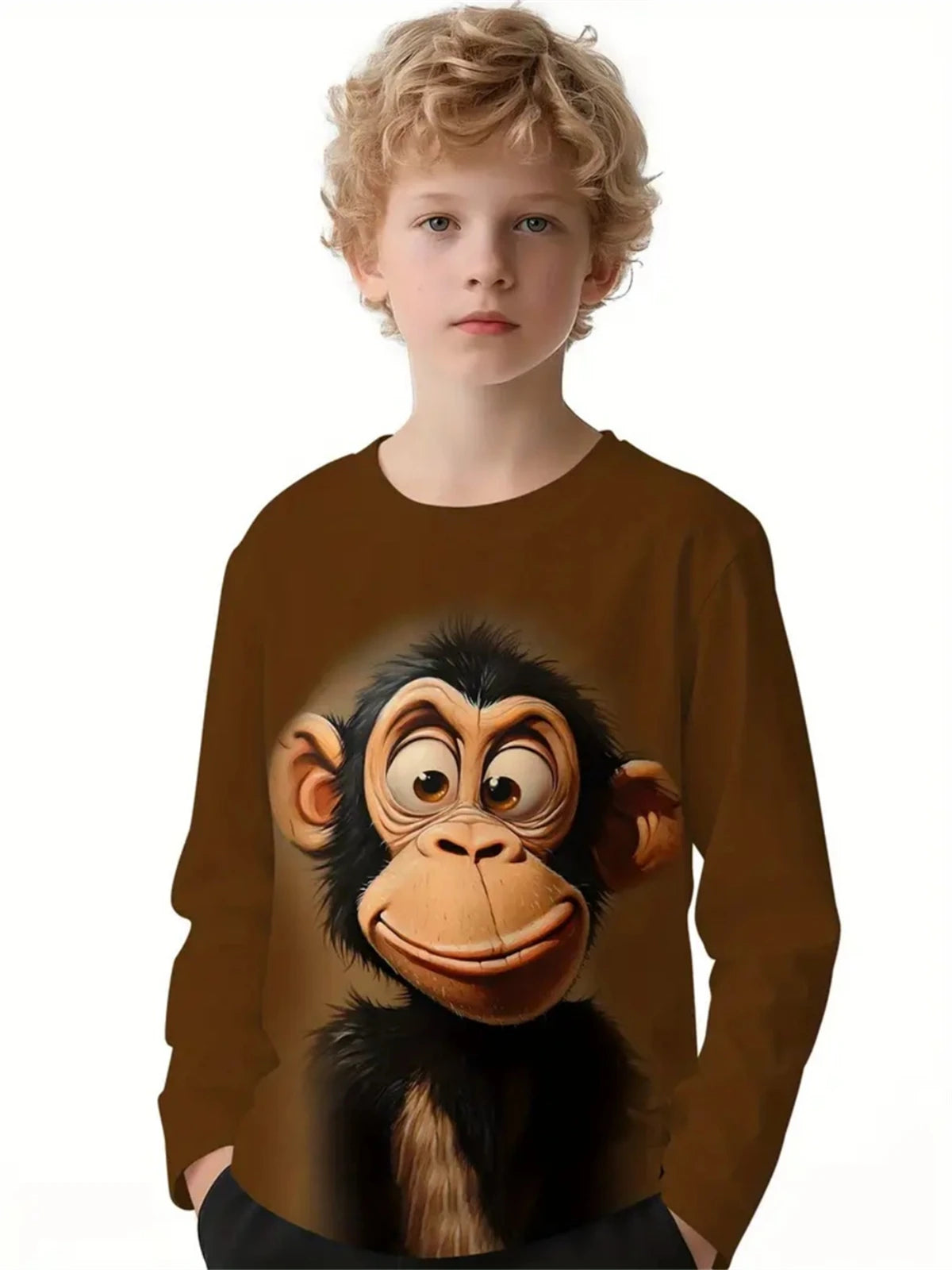 Vêtements pour enfants T-Shirts pour garçons à manches courtes mignon garçon enfant t-shirt haut 3D singe imprimé drôle décontracté enfants vêtements d'été