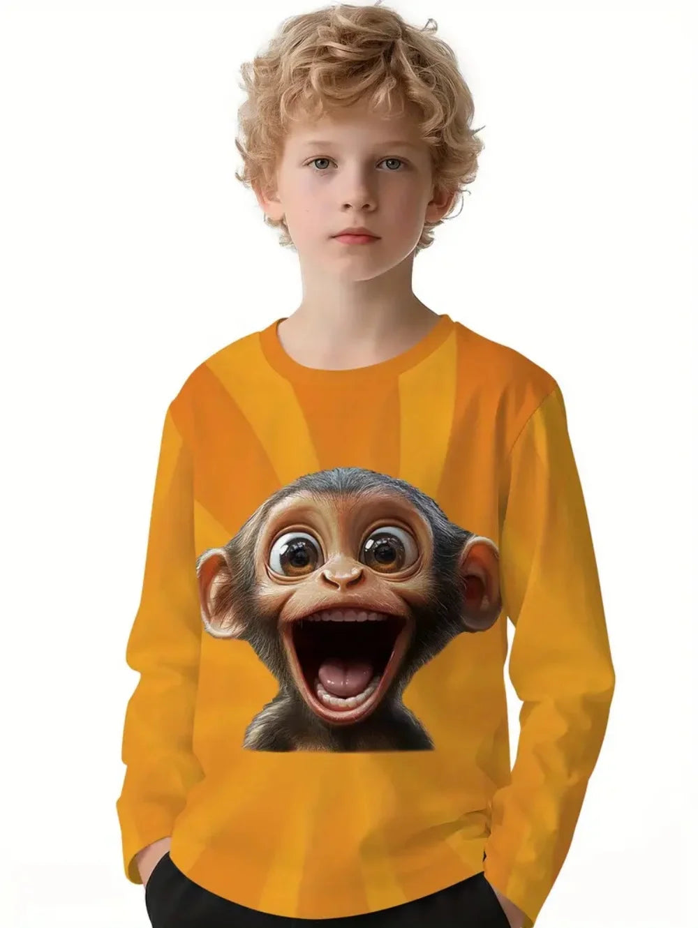 Vêtements pour enfants T-Shirts pour garçons à manches courtes mignon garçon enfant t-shirt haut 3D singe imprimé drôle décontracté enfants vêtements d'été