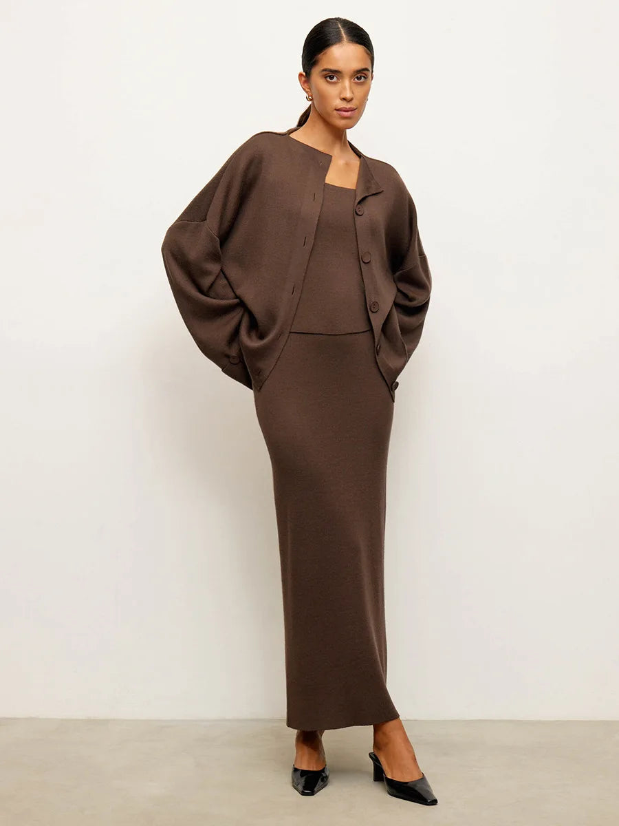 2025  Women  Set Soft Long Sleeve Cardigan Chic