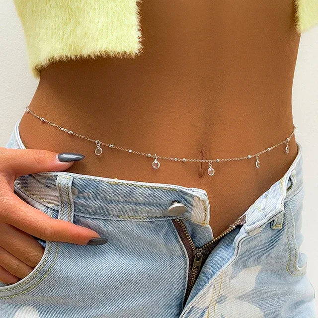 Chaîne de perles Double couche pour femmes, nouvelle mode, Sexy, chaîne de ventre, ceinture de ventre, plage d'été, bijoux de corps, cadeaux de Festival