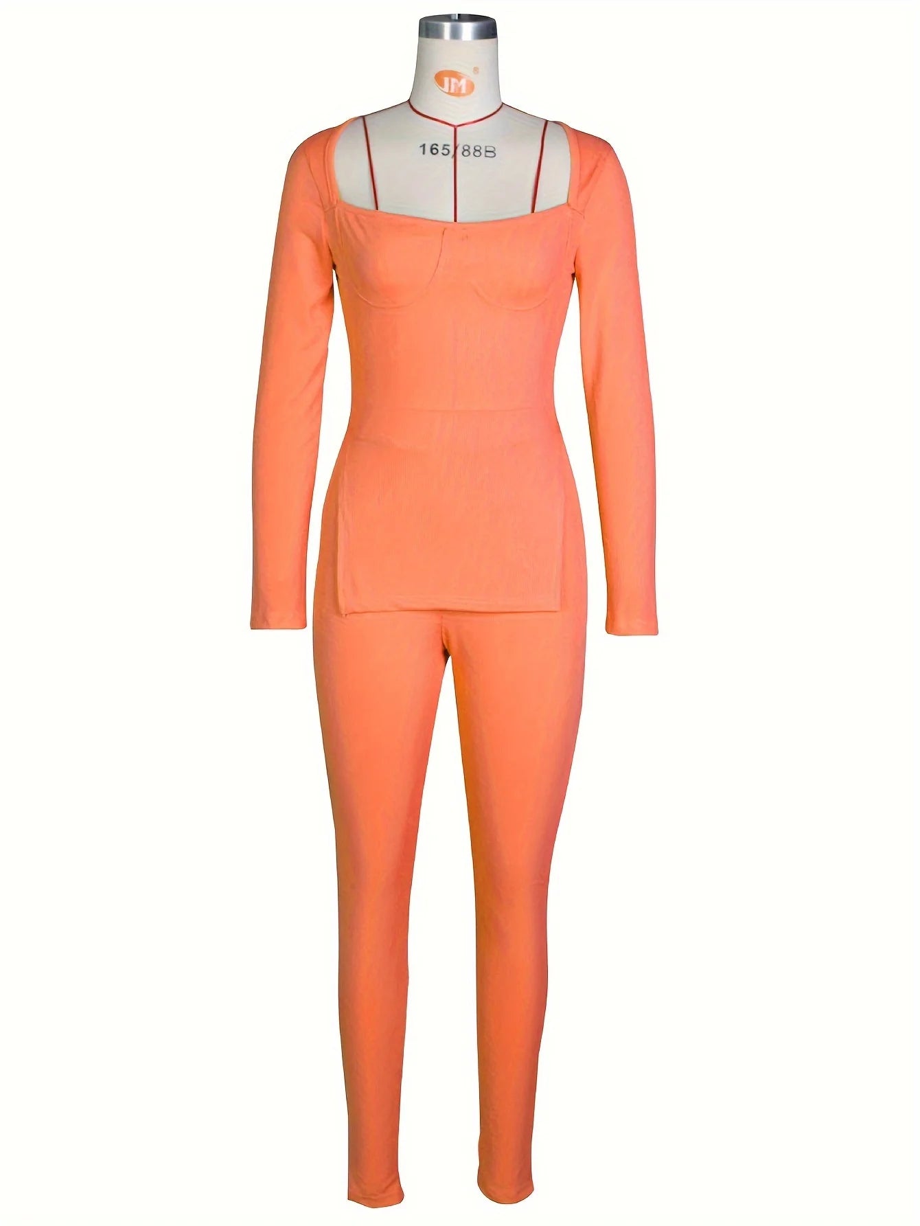 2026 womens ribbed clothing sexy two piece pants set women long sleeve high slit blouse with pit strip tights leggings for women